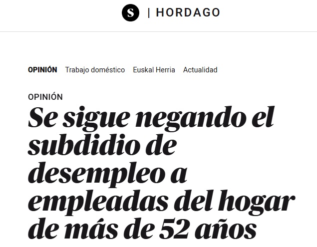 Se sigue negando el subsidio de desempleo a empleadas del hogar de más de 52 años